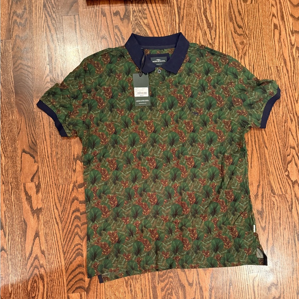 Rodd & Gunn Green and Navy Patterned Polo